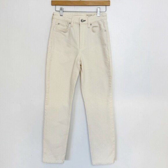 Rag & Bone Denim Nina High Rise Ankle Cigarette Jeans in Ecru White 24 - Picture 2 of 12